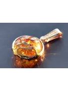 Vintage rose 14k 585 gold amber pendant vpab001